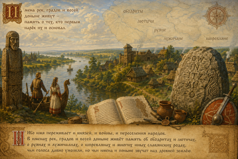 Передача славянских названий латинским и немецким письмом.